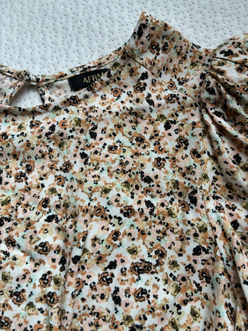 AFRM Jamie Floral Side-Slit MIDI Dress in Beige - Picture 6 of 6